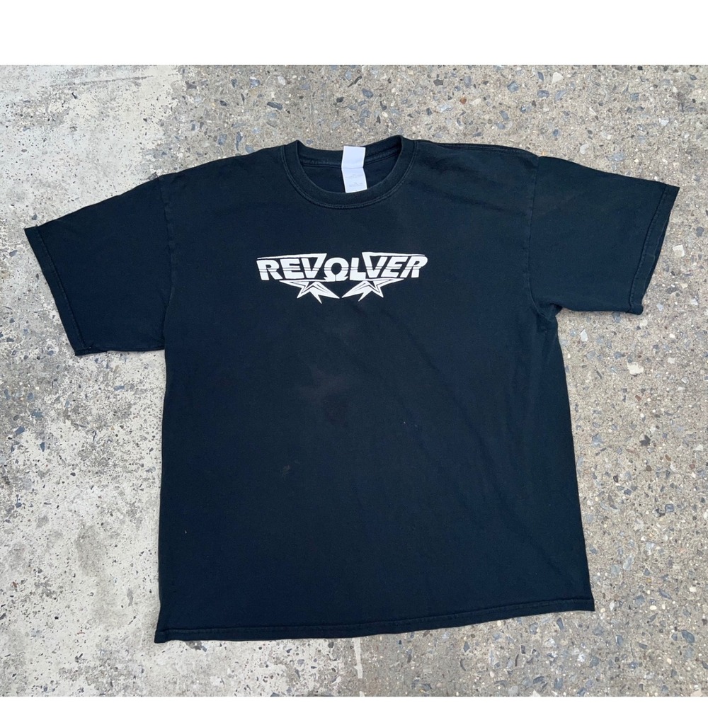 Vintage Revolver Graphic Shirt Mens XL Black Heavy Cotton Gildan Tee